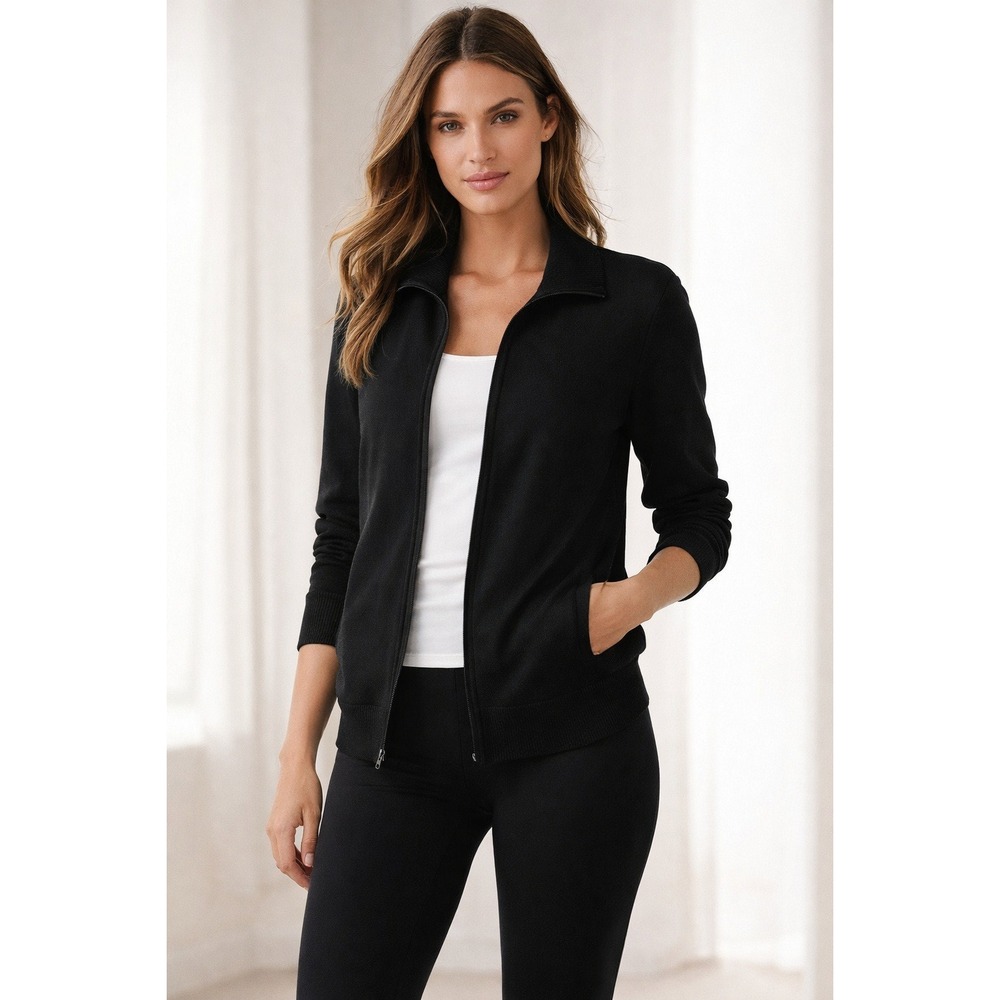 By Design Jacket Womens L Black Zip Minimalist Athleisure Stretchy Capsule‎